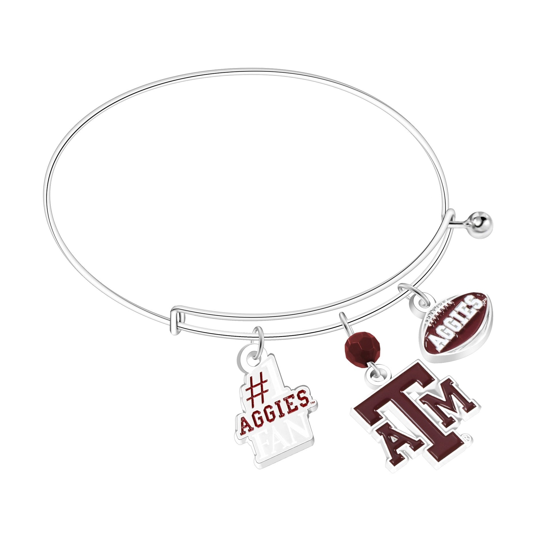 NCAA Three Charm Logo Bracelet - Gamedays Gear - Texas A&M Aggies