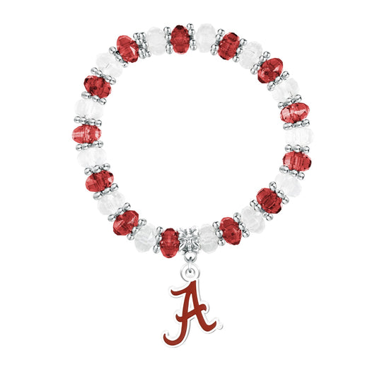 NCAA Two-Tone Beaded Bracelet - Gamedays Gear - Alabama Crimson Tide