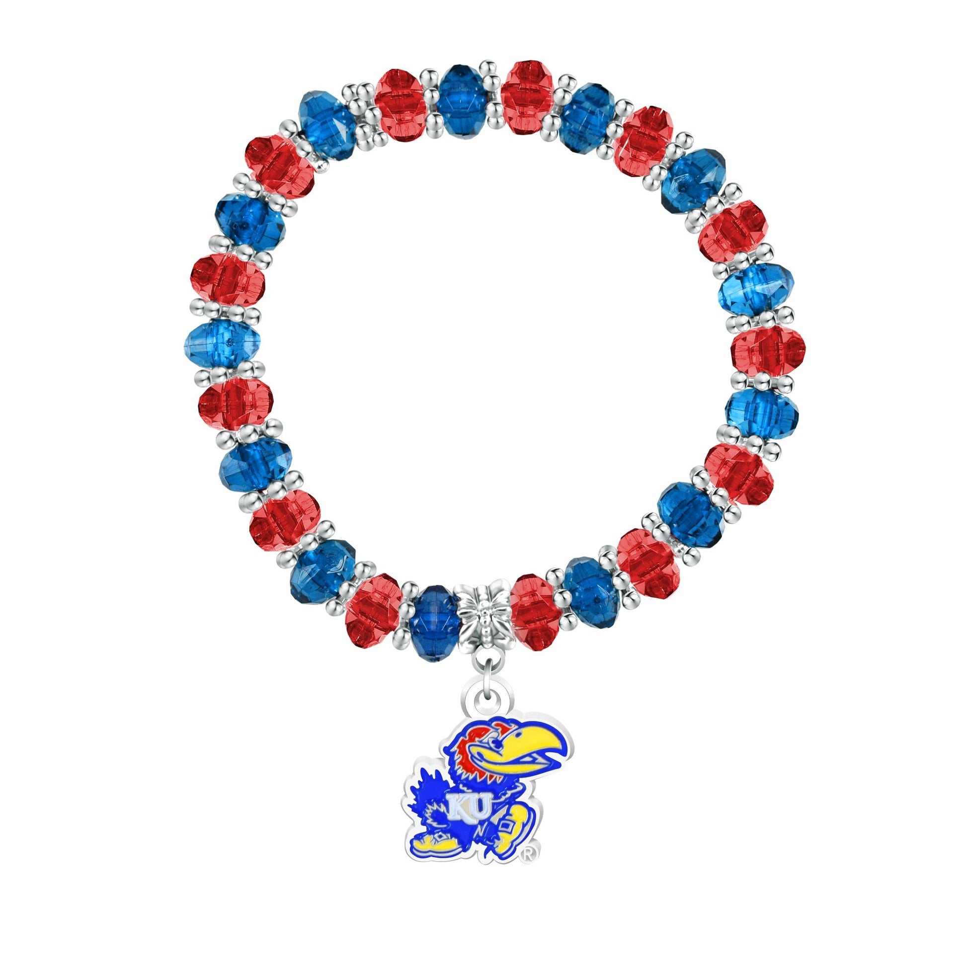 NCAA Two-Tone Beaded Bracelet - Gamedays Gear - Kansas Jayhawks