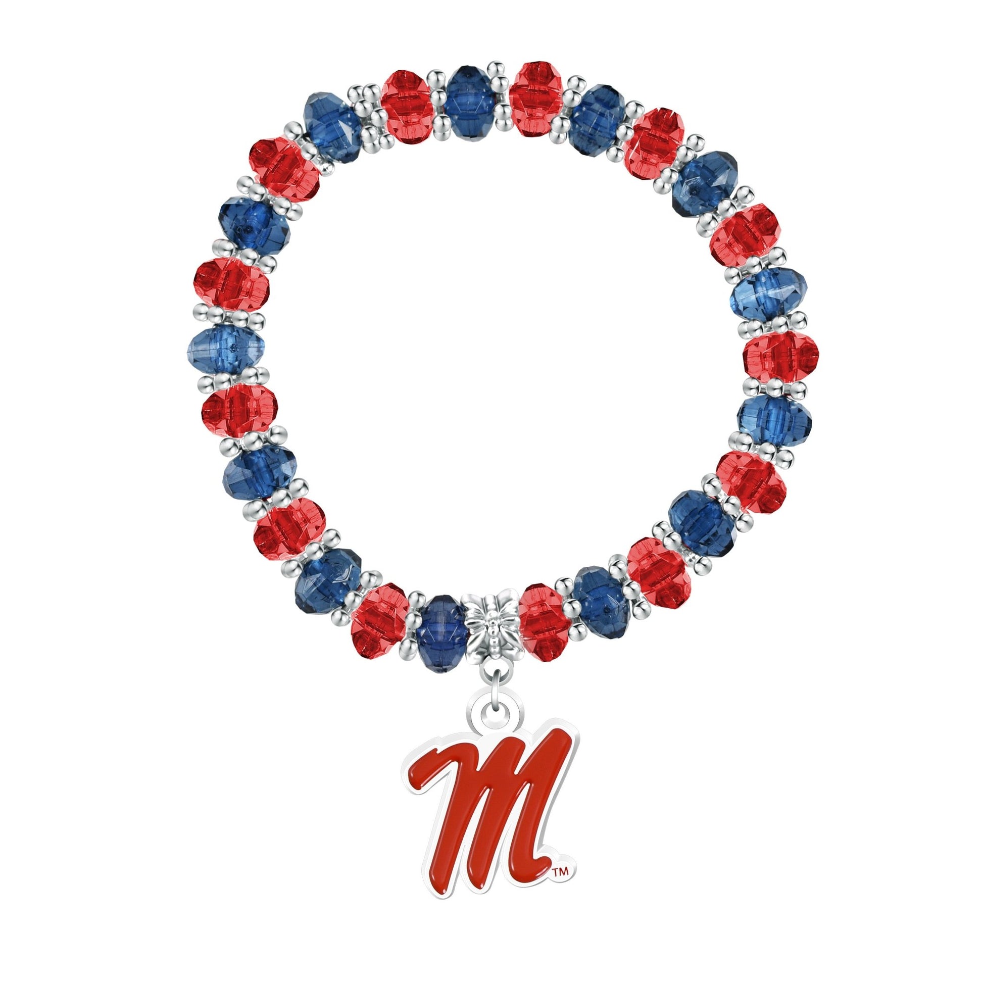 NCAA Two-Tone Beaded Bracelet - Gamedays Gear - Mississippi Rebels