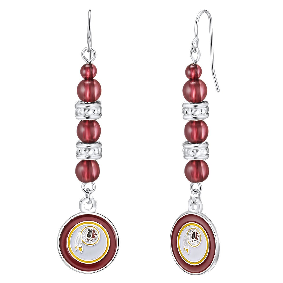 NFL Beaded Dangle Earrings - Gamedays Gear - Washington Redskins