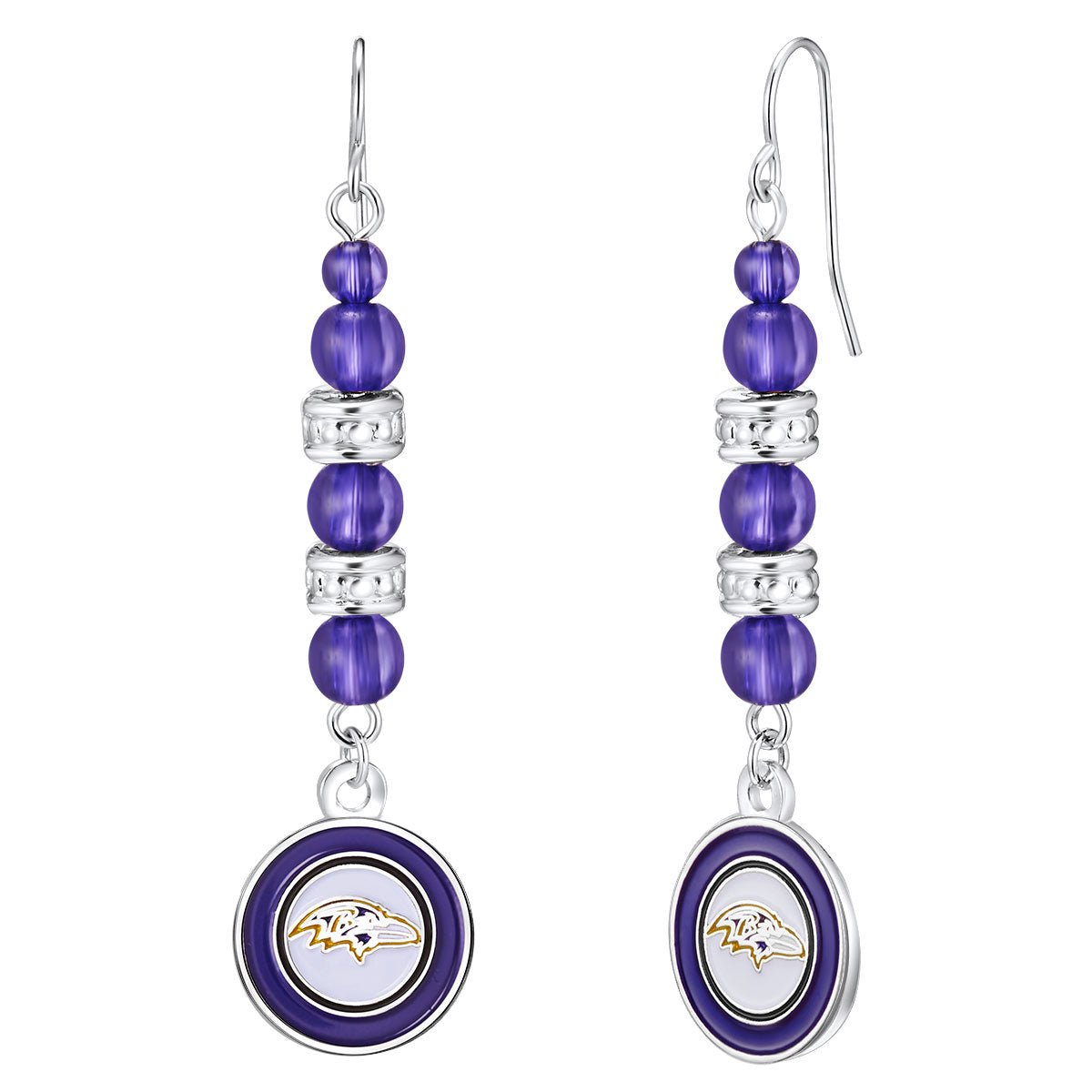 NFL Beaded Dangle Earrings - Gamedays Gear - Baltimore Ravens