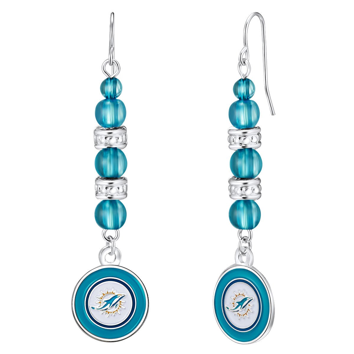 NFL Beaded Dangle Earrings - Gamedays Gear - Miami Dolphins