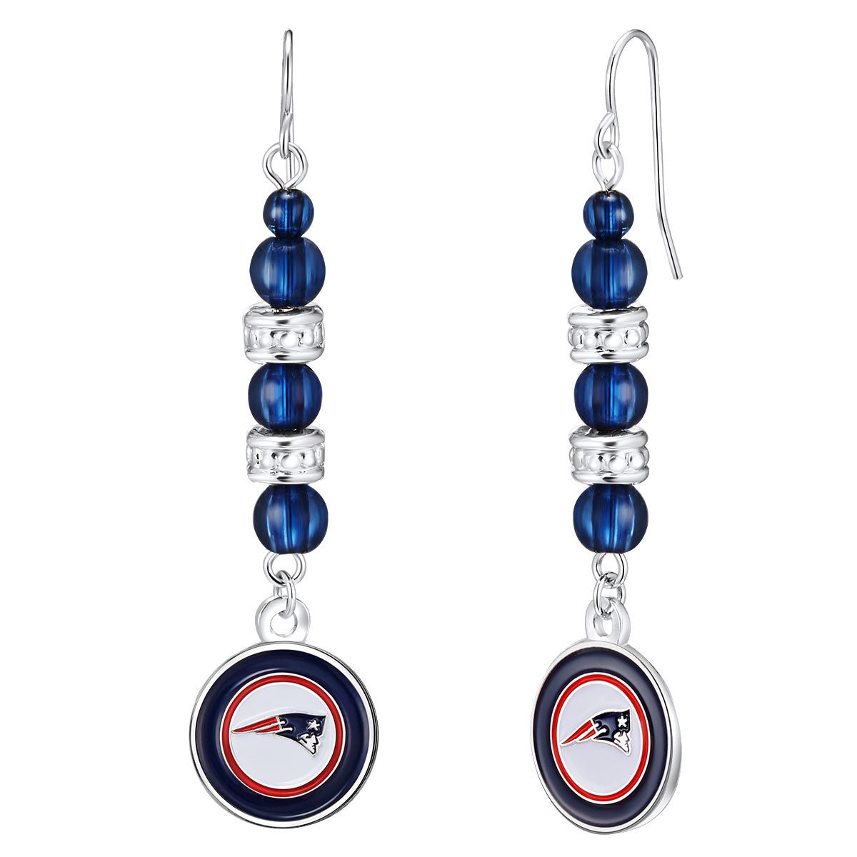 NFL Beaded Dangle Earrings - Gamedays Gear - New England Patriots