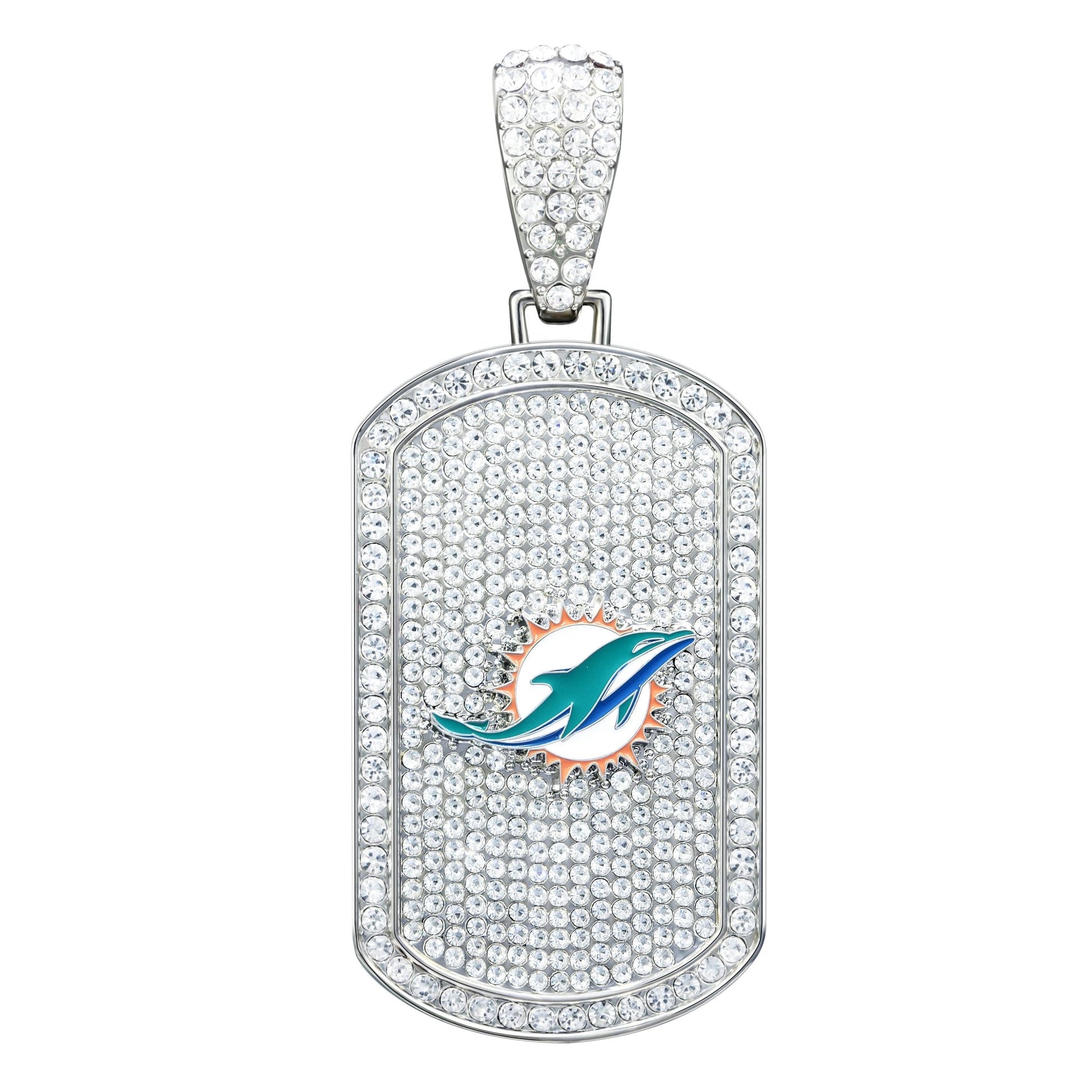 NFL Bling Dog Tag Necklace - Gamedays Gear - Miami Dolphins