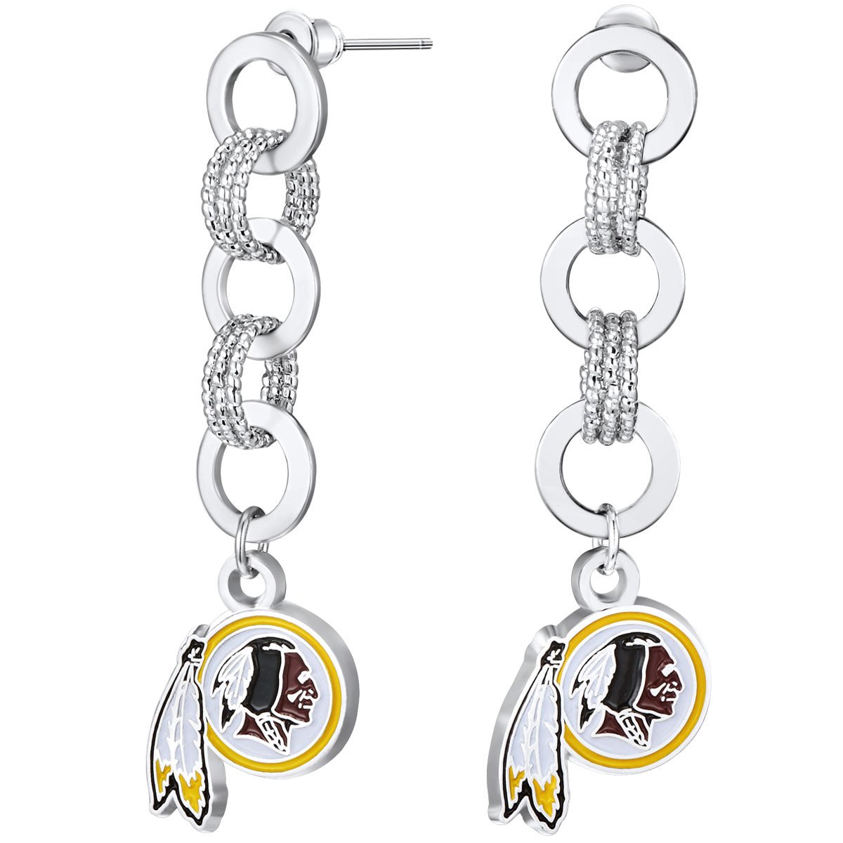 NFL Circle Links Post Earrings - Gamedays Gear - Washington Redskins