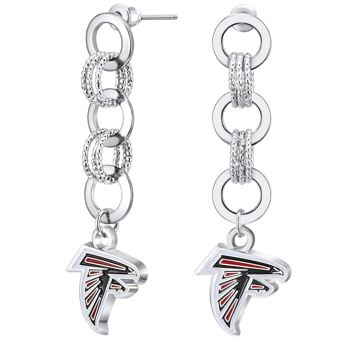 NFL Circle Links Post Earrings - Gamedays Gear - Atlanta Falcons