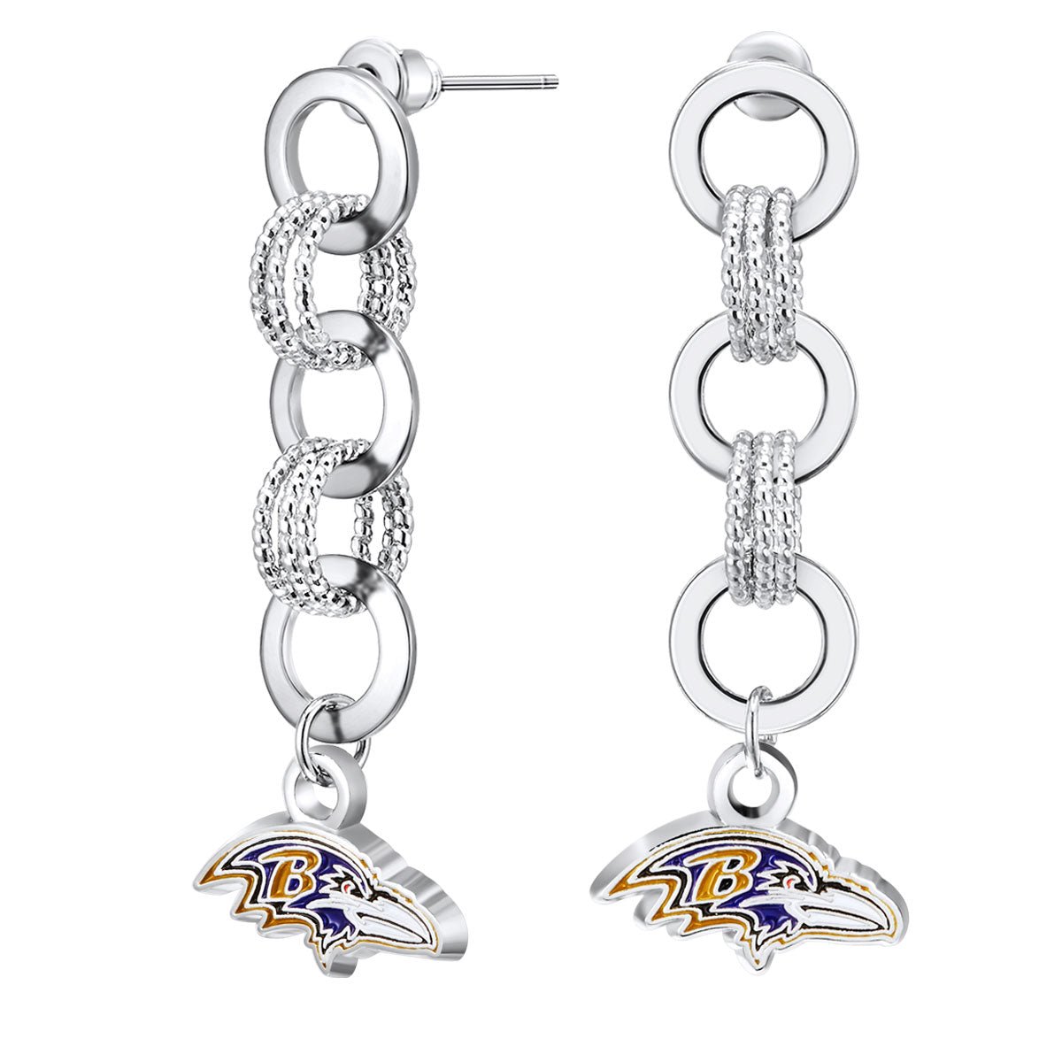 NFL Circle Links Post Earrings - Gamedays Gear - Baltimore Ravens