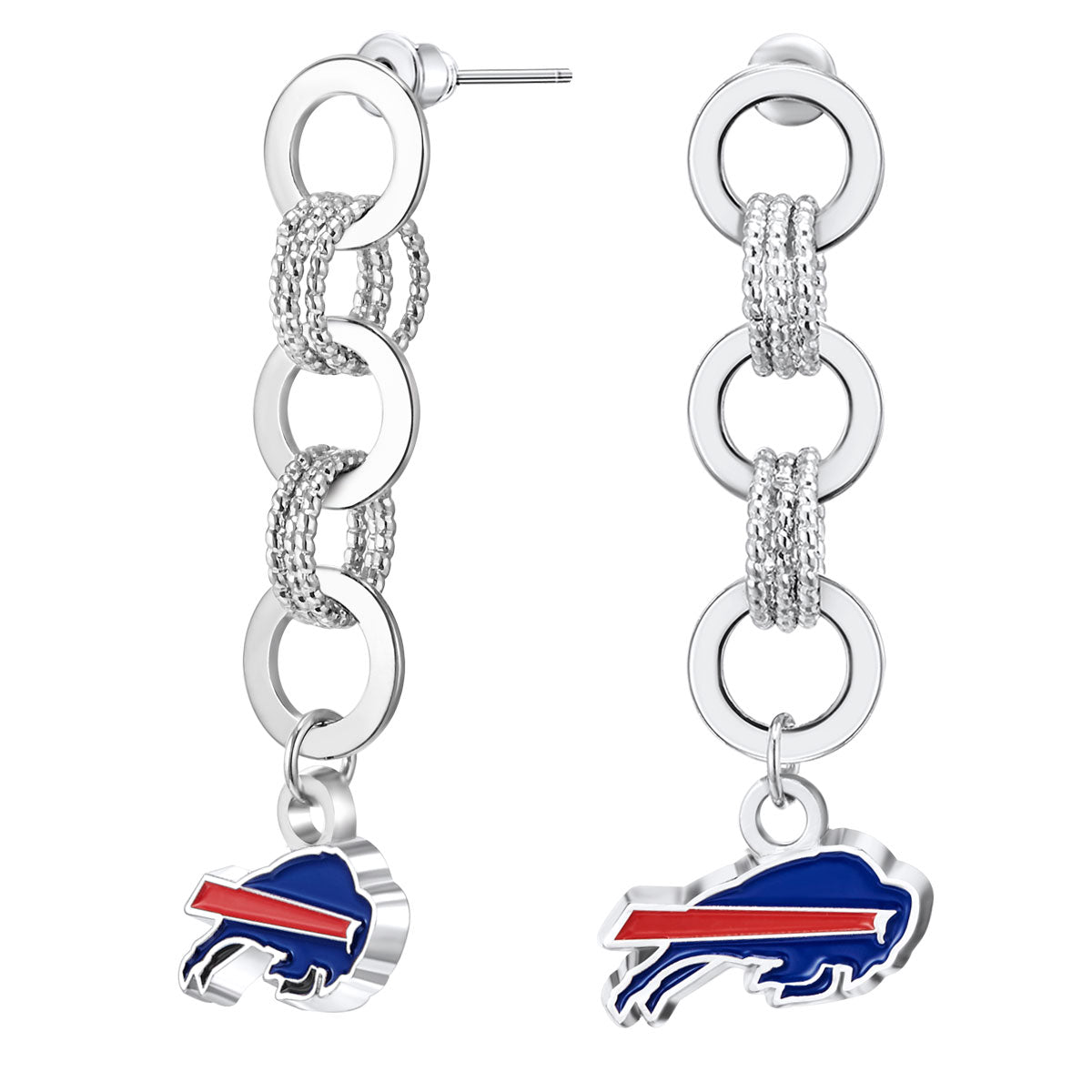 NFL Circle Links Post Earrings - Gamedays Gear - Buffalo Bills