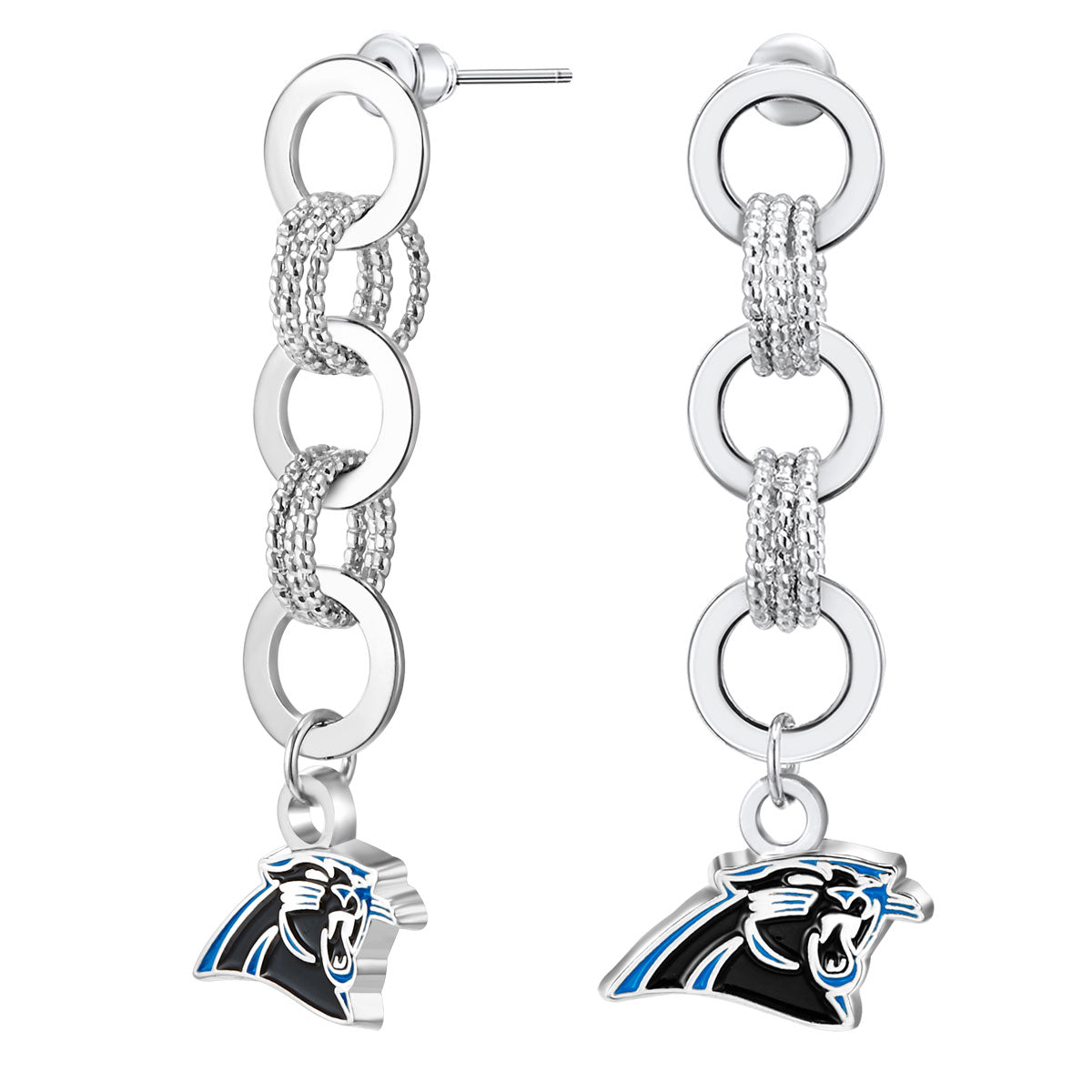 NFL Circle Links Post Earrings - Gamedays Gear - Carolina Panthers