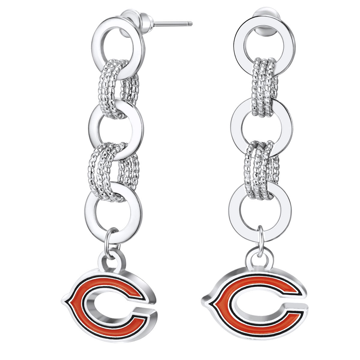 NFL Circle Links Post Earrings - Gamedays Gear - Chicago Bears