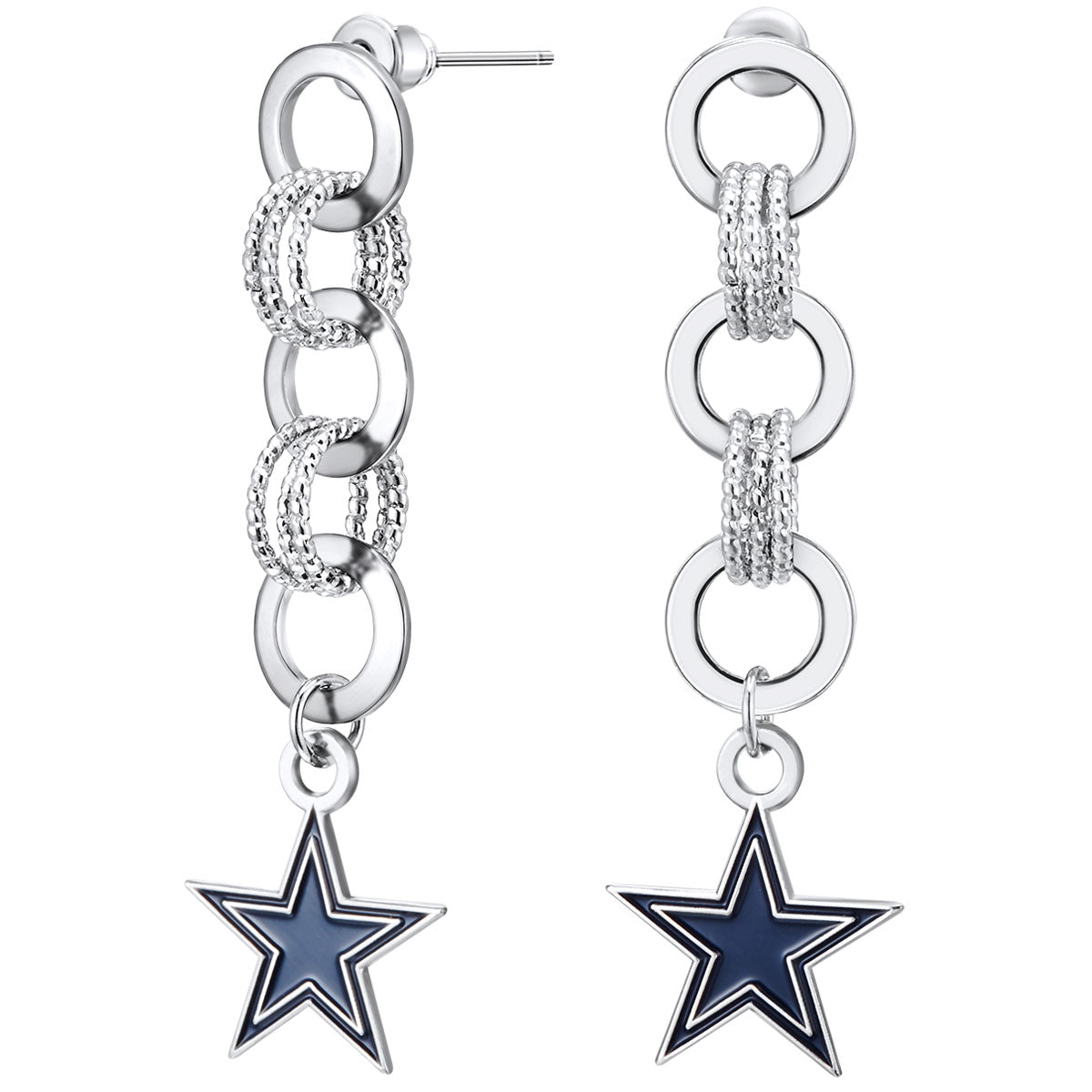 NFL Circle Links Post Earrings - Gamedays Gear - Dallas Cowboys