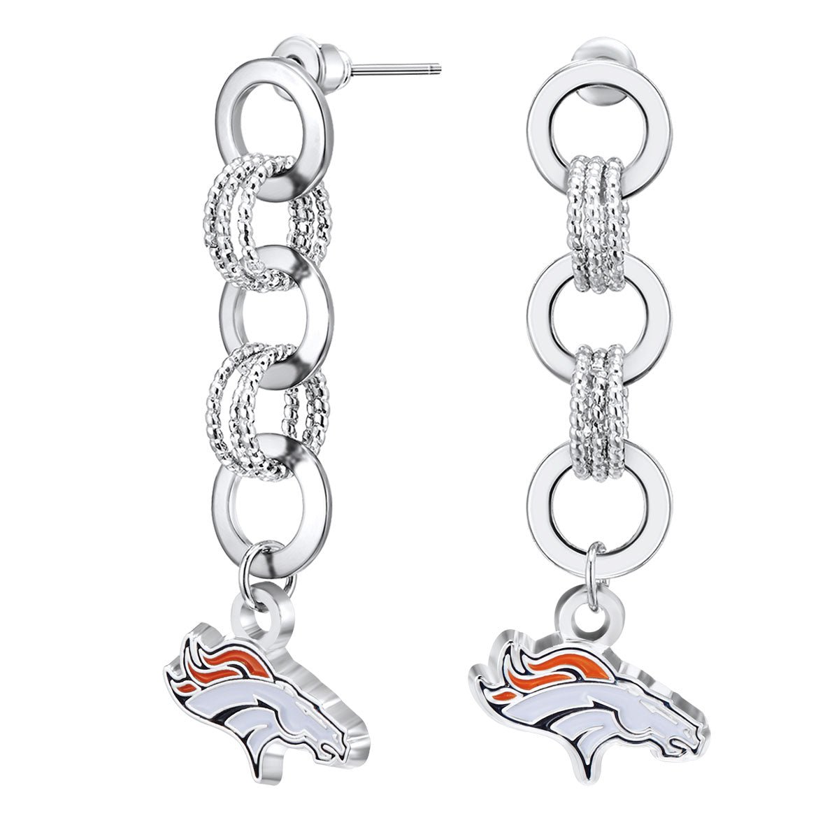 NFL Circle Links Post Earrings - Gamedays Gear - Denver Broncos