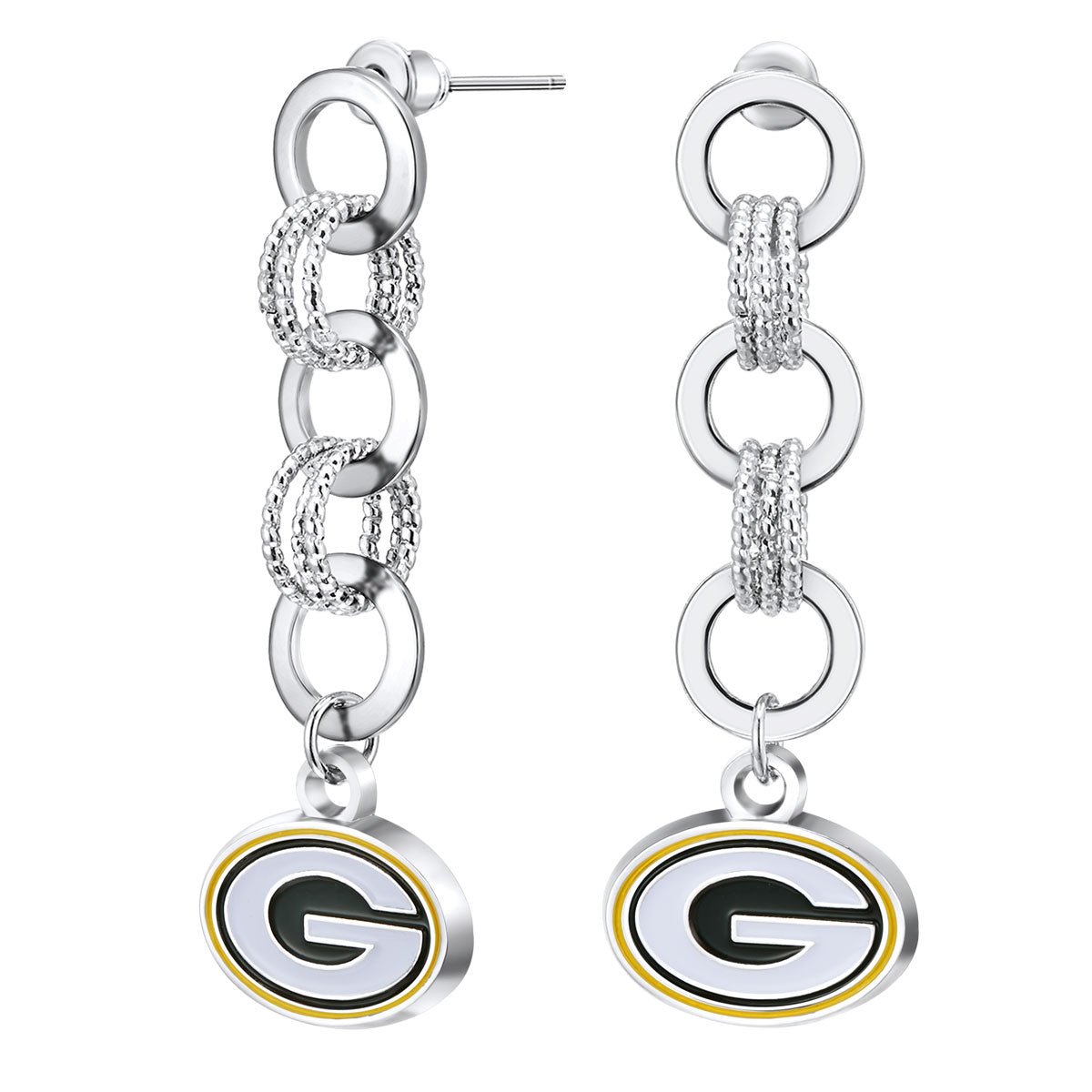 NFL Circle Links Post Earrings - Gamedays Gear - Green Bay Packers