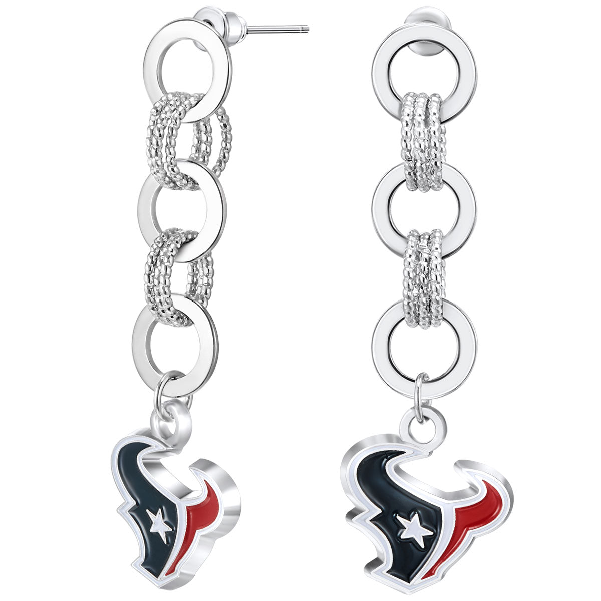 NFL Circle Links Post Earrings - Gamedays Gear - Houston Texans