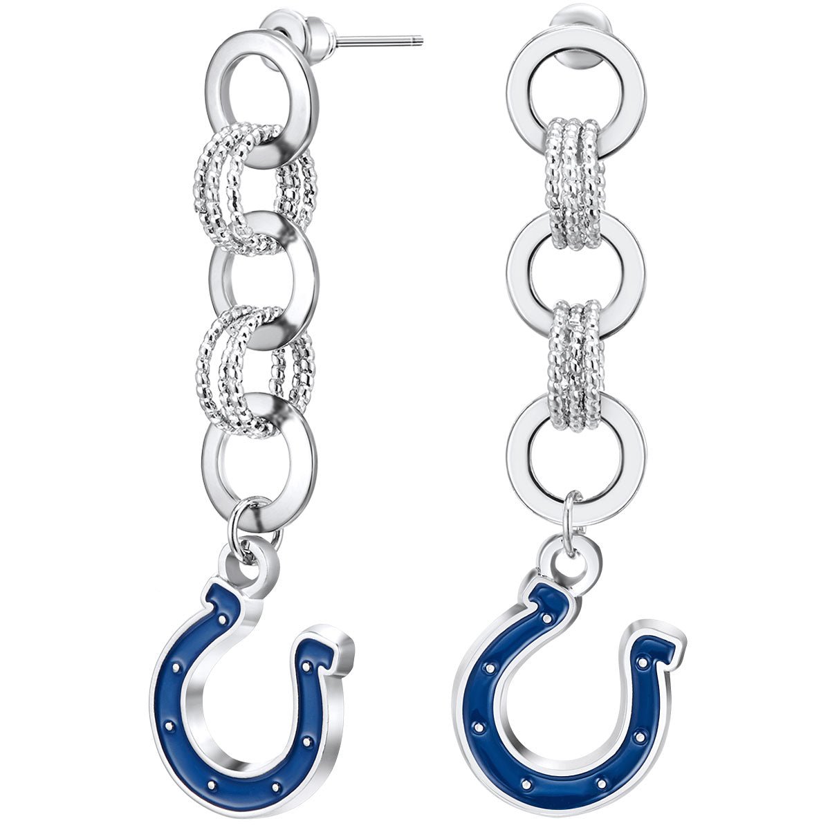 NFL Circle Links Post Earrings - Gamedays Gear - Indiana Colts