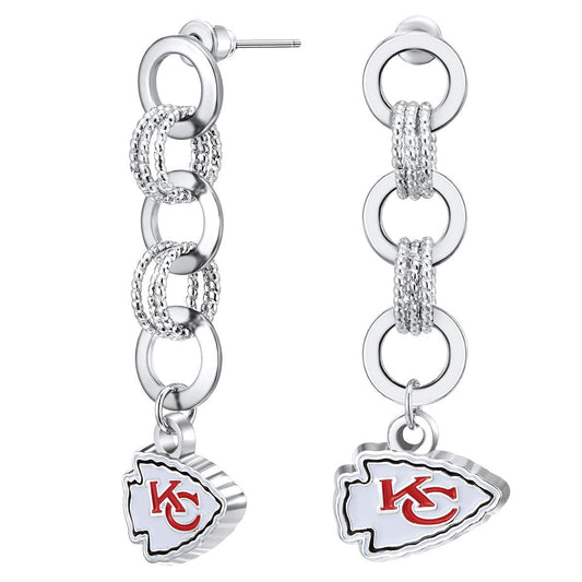 NFL Circle Links Post Earrings - Gamedays Gear - Kansas City Chiefs