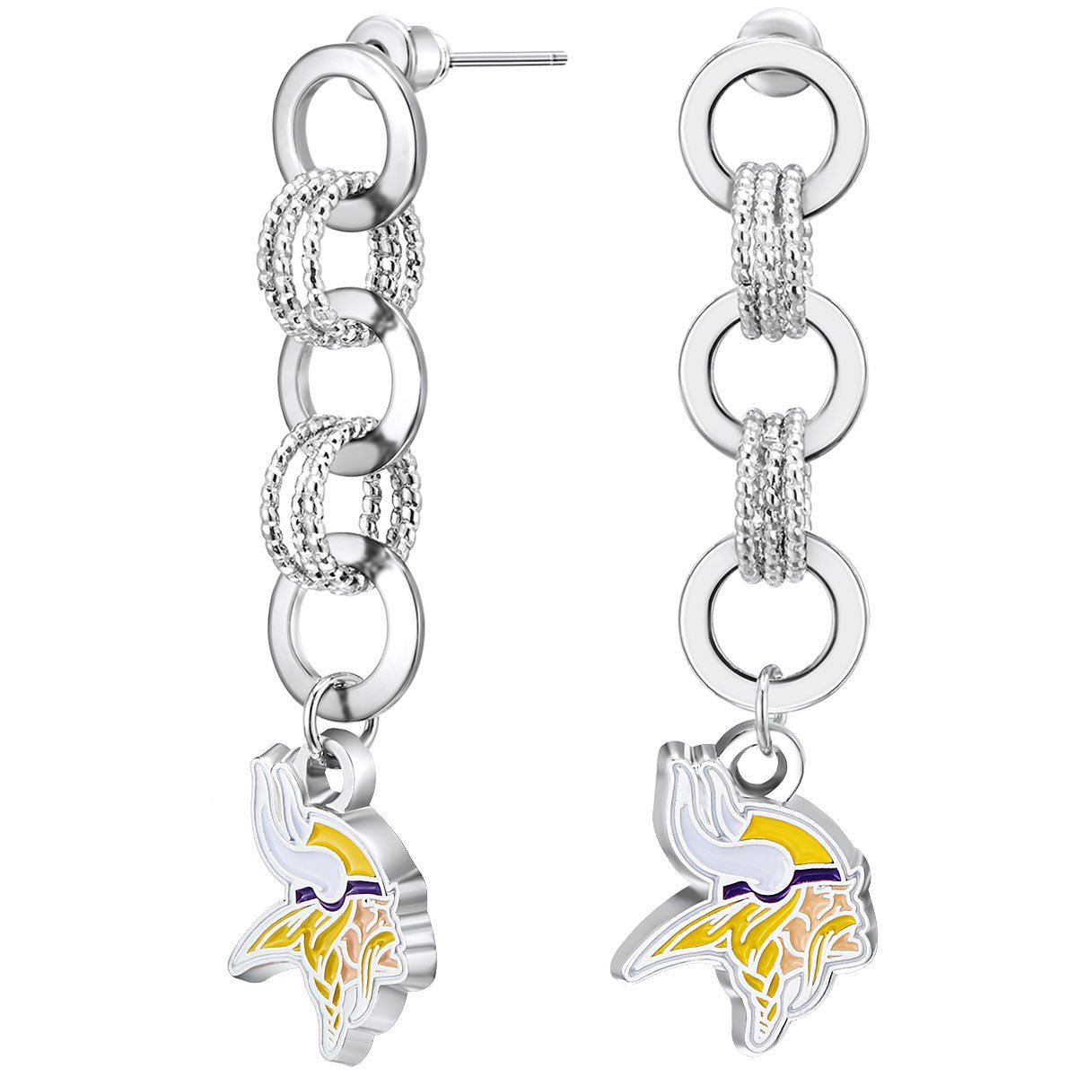 NFL Circle Links Post Earrings - Gamedays Gear - Minnesota Vikings