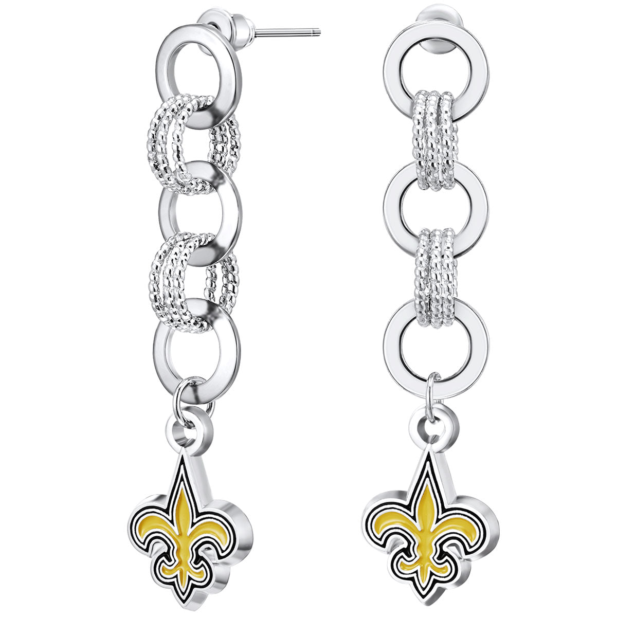 NFL Circle Links Post Earrings - Gamedays Gear - New Orleans Saints