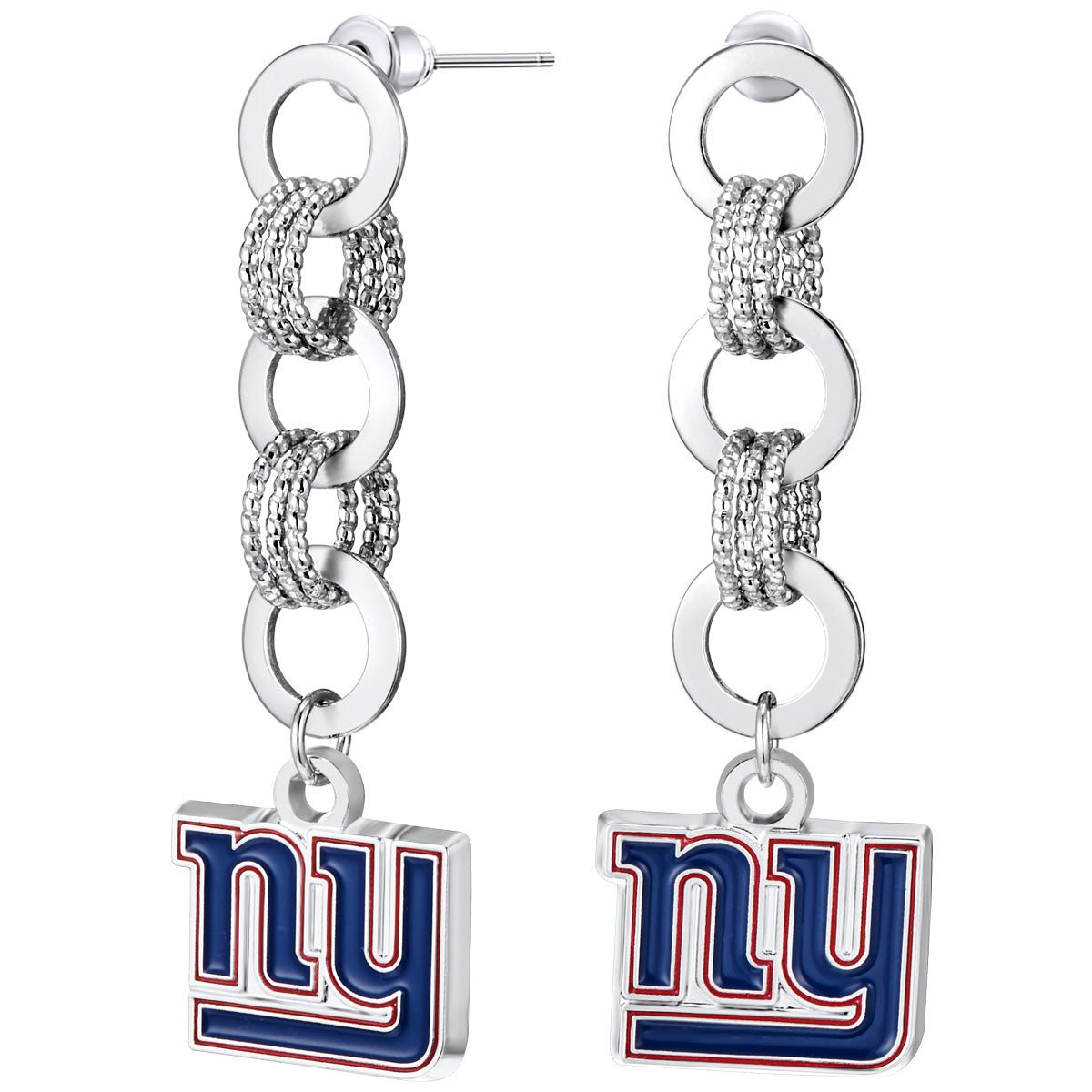 NFL Circle Links Post Earrings - Gamedays Gear - New York Giants