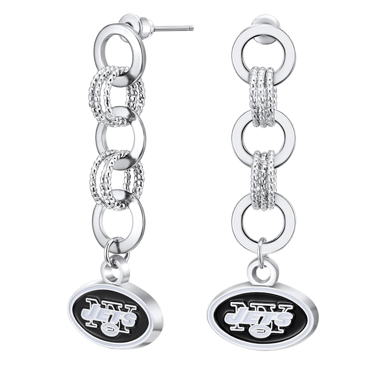 NFL Circle Links Post Earrings - Gamedays Gear - New York Jets