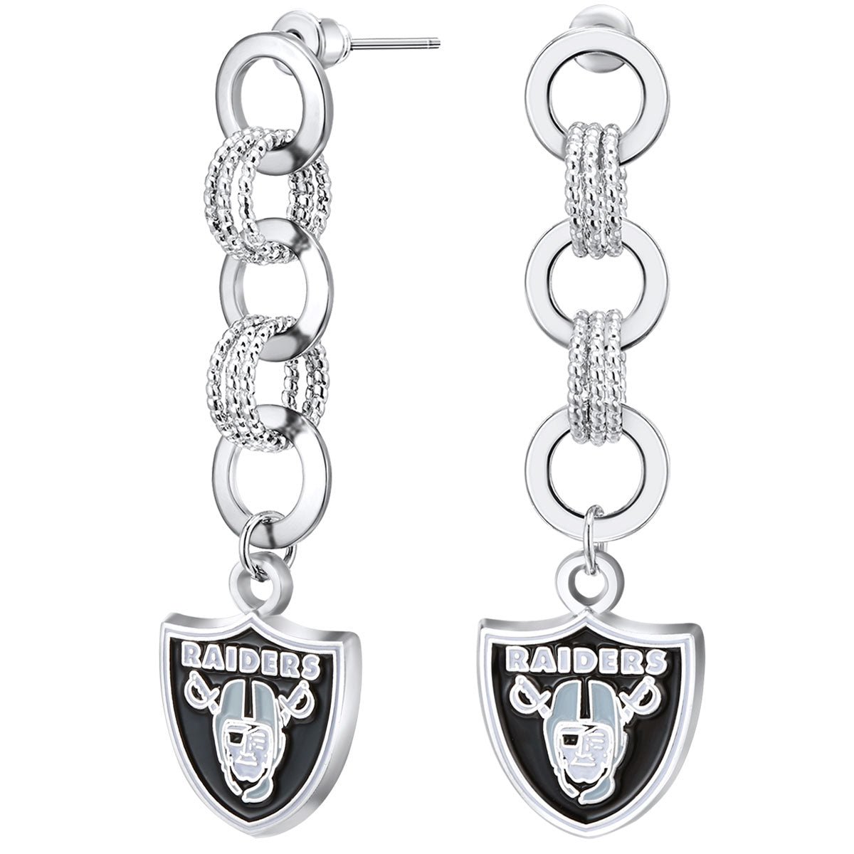 NFL Circle Links Post Earrings - Gamedays Gear - Las Vegas Raiders