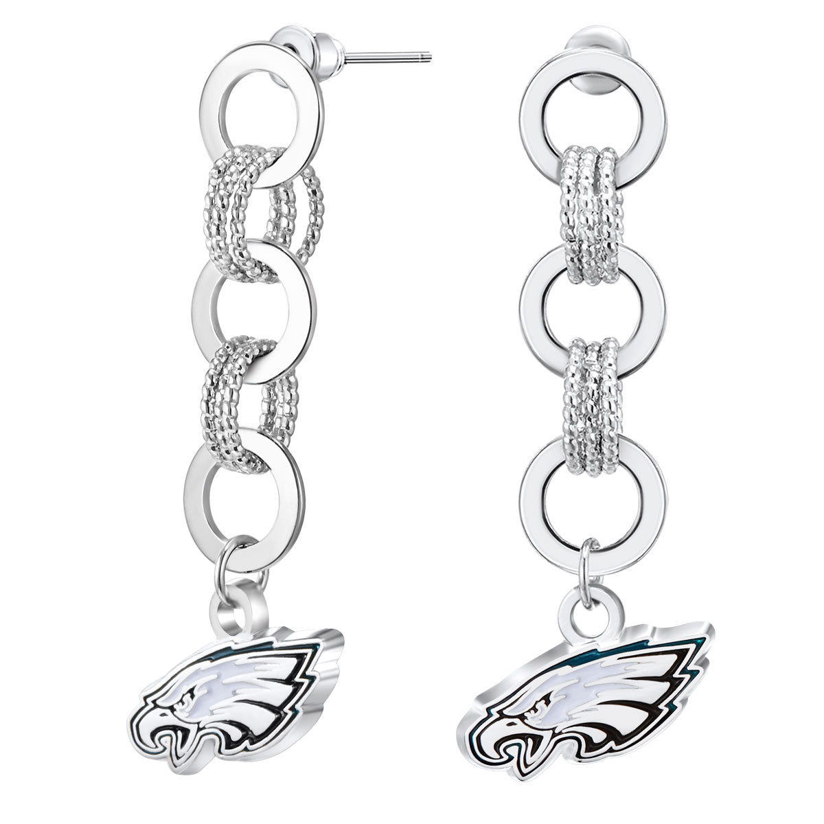 NFL Circle Links Post Earrings - Gamedays Gear - Philadelphia Eagles