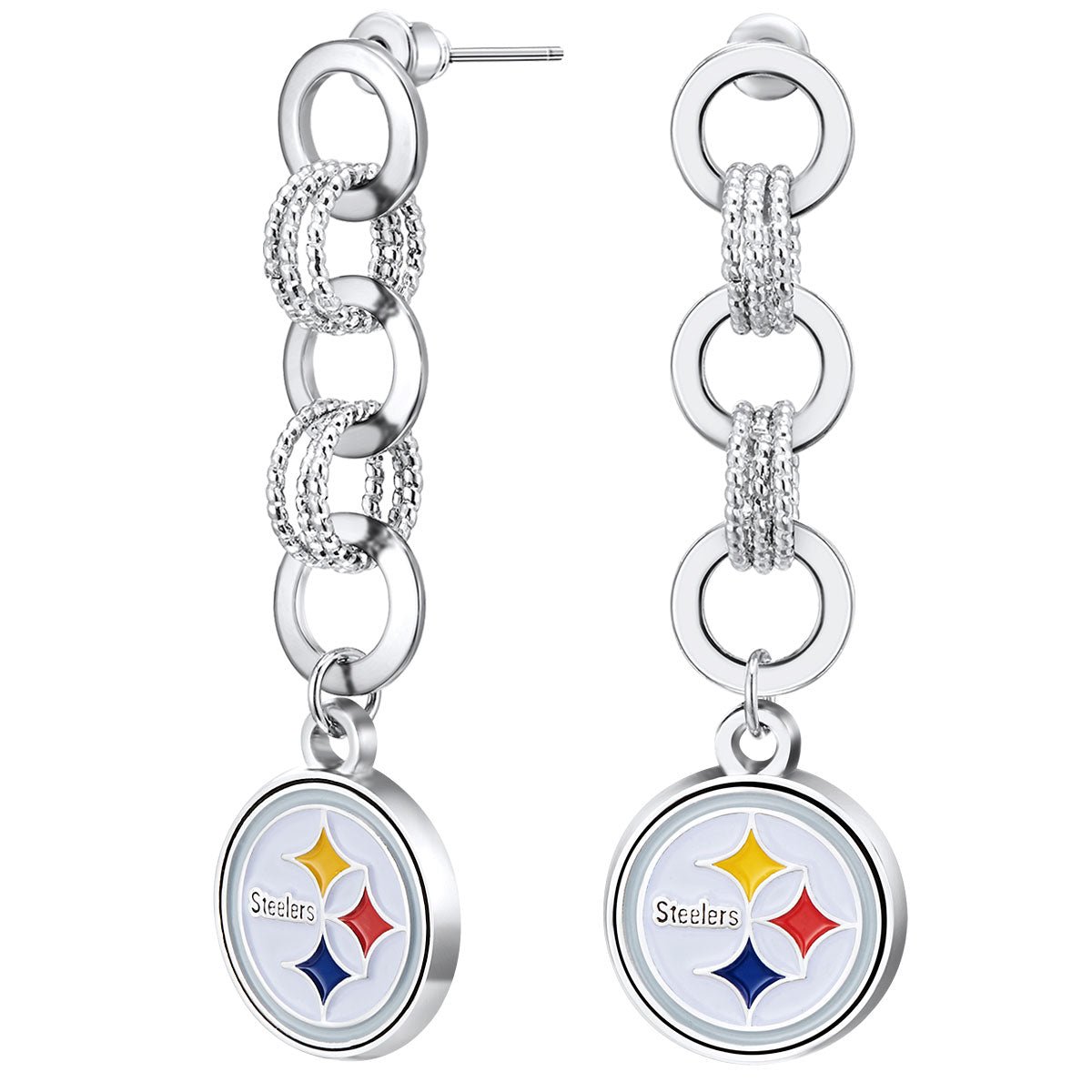 NFL Circle Links Post Earrings - Gamedays Gear - Pittsburgh Steelers