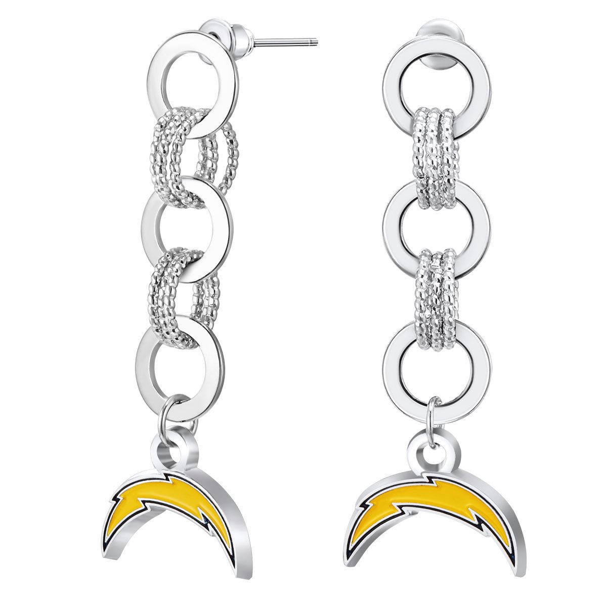 NFL Circle Links Post Earrings - Gamedays Gear - Los Angeles Chargers