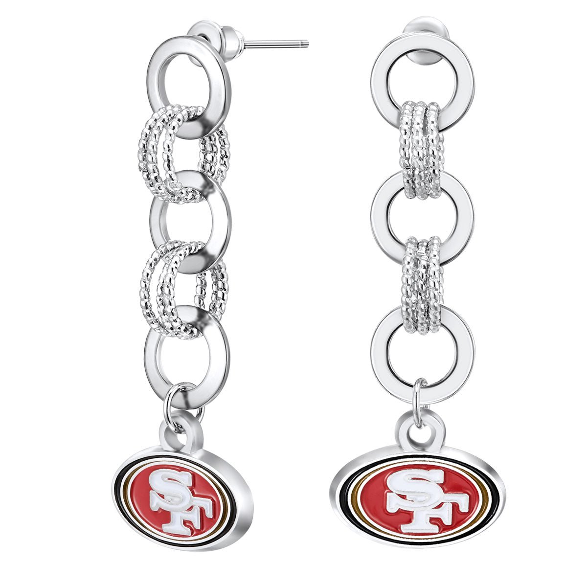 NFL Circle Links Post Earrings - Gamedays Gear - San Francisco 49ers