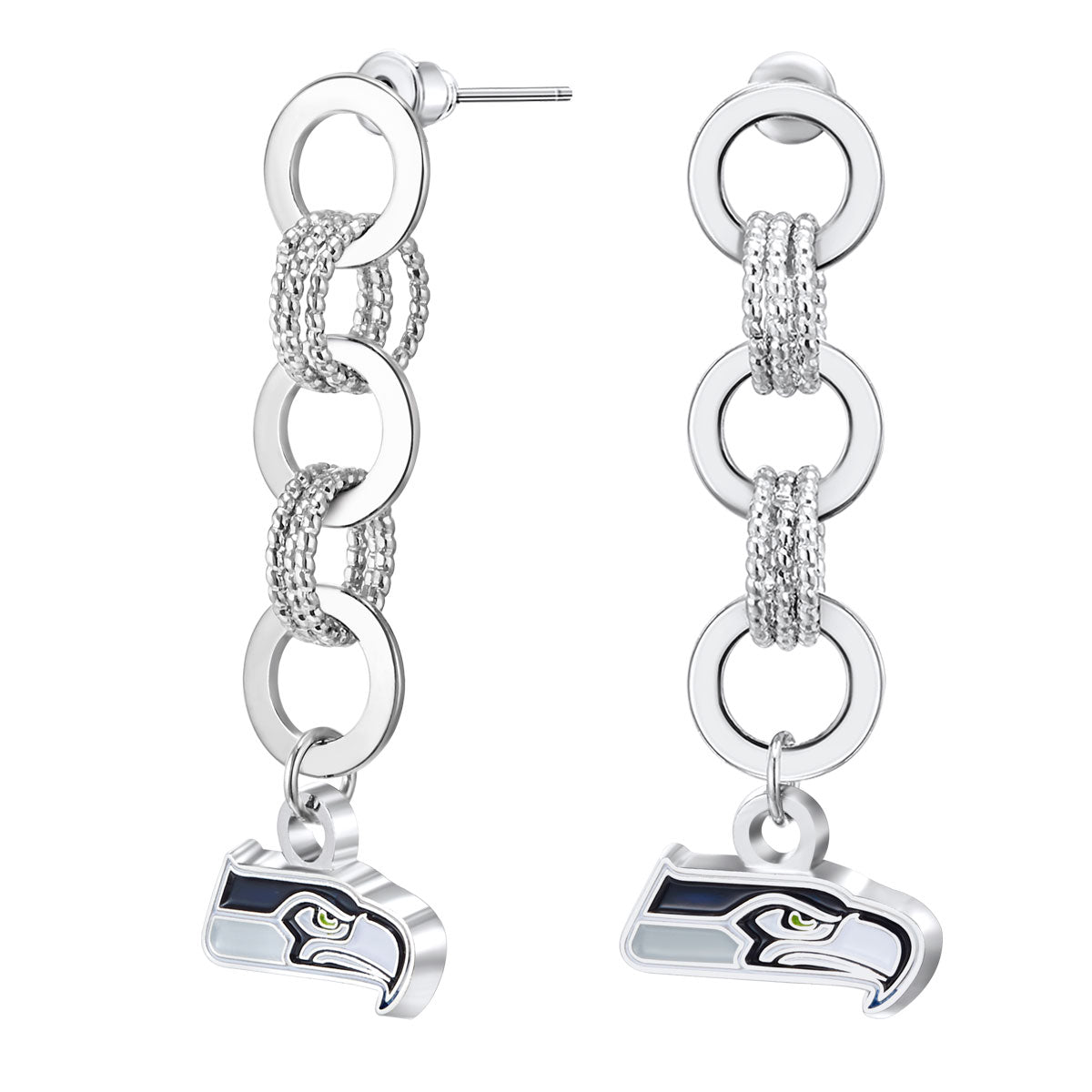 NFL Circle Links Post Earrings - Gamedays Gear - Seattle Seahawks