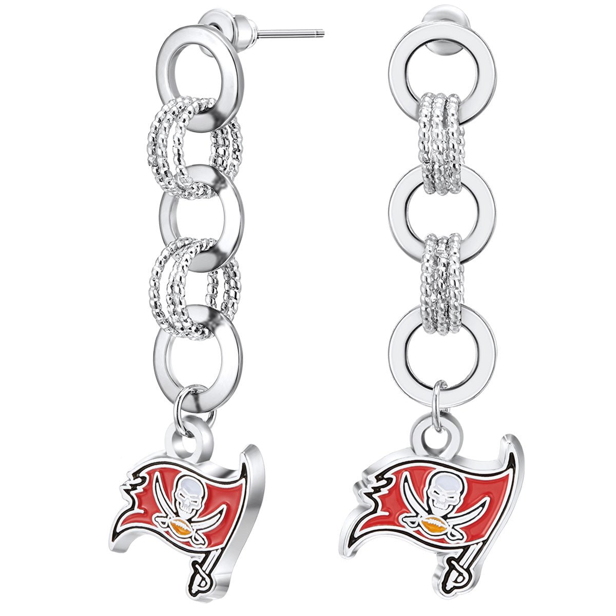 NFL Circle Links Post Earrings - Gamedays Gear - Tampa Bay Buccaneers