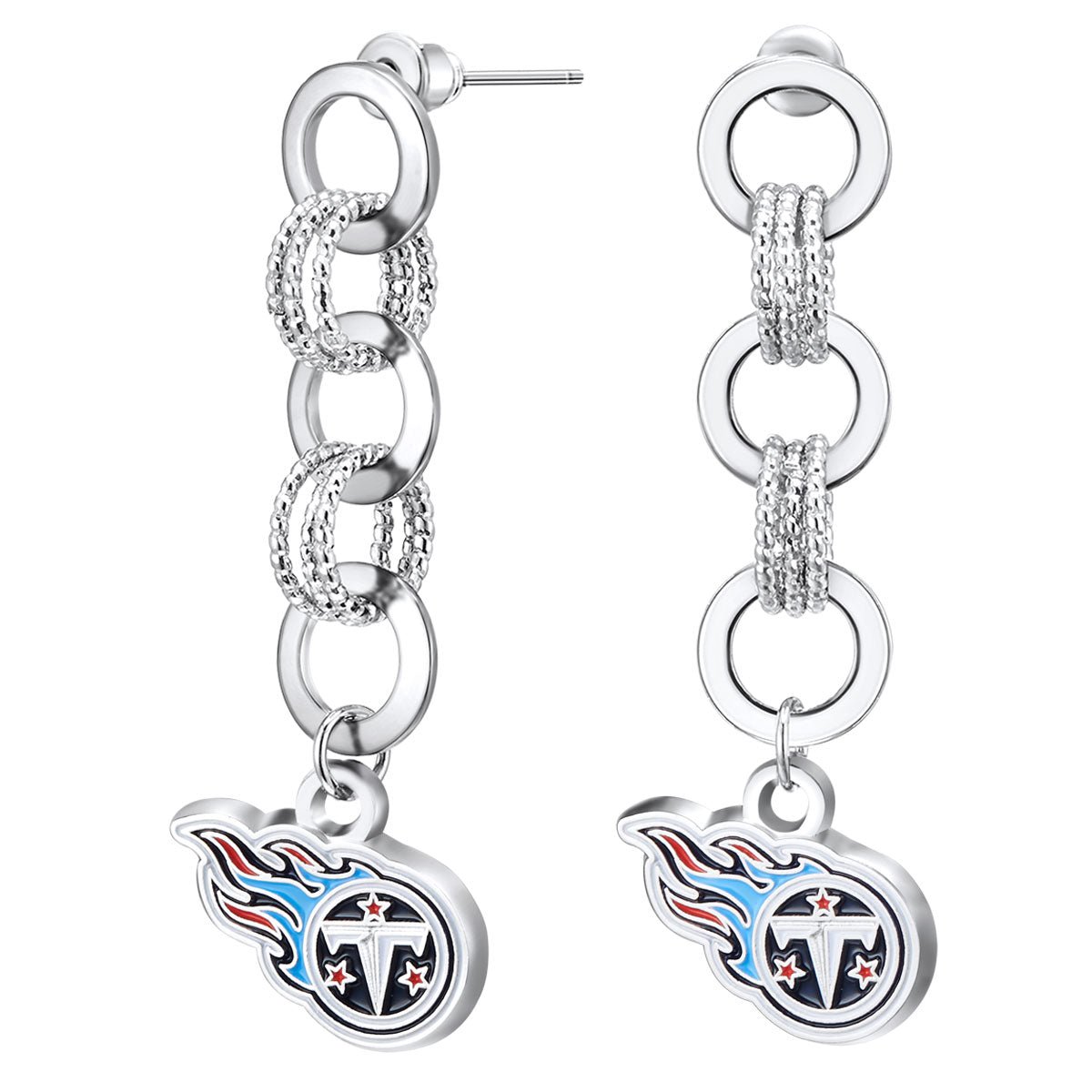 NFL Circle Links Post Earrings - Gamedays Gear - Tennessee Titans