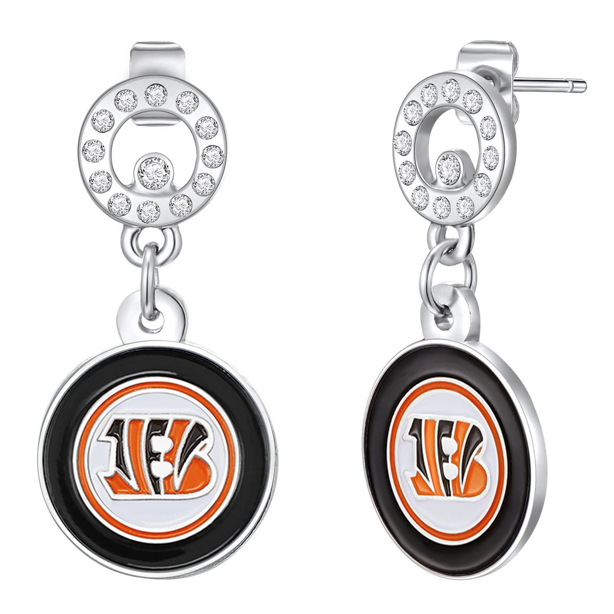 NFL Circle Post Earrings - Gamedays Gear - Cincinnati Bengals