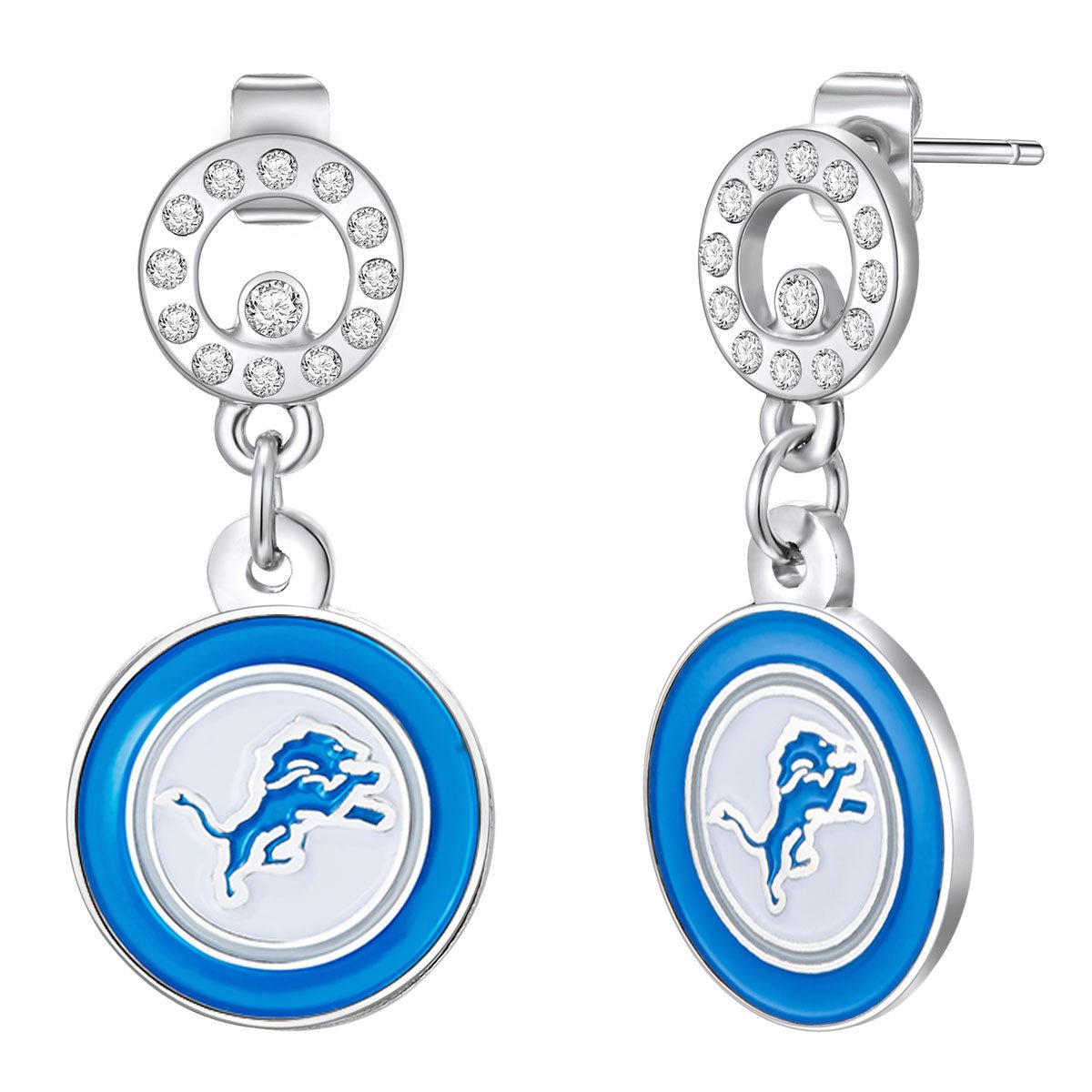 NFL Circle Post Earrings - Gamedays Gear - Detroit Lions