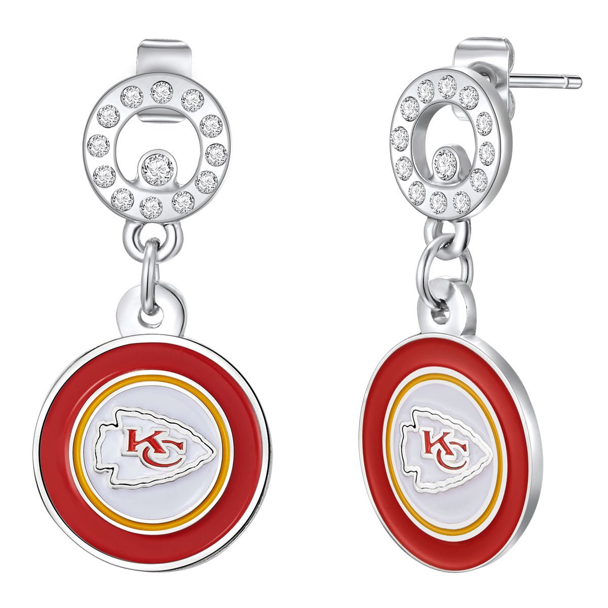 NFL Circle Post Earrings - Gamedays Gear - Kansas City Chiefs