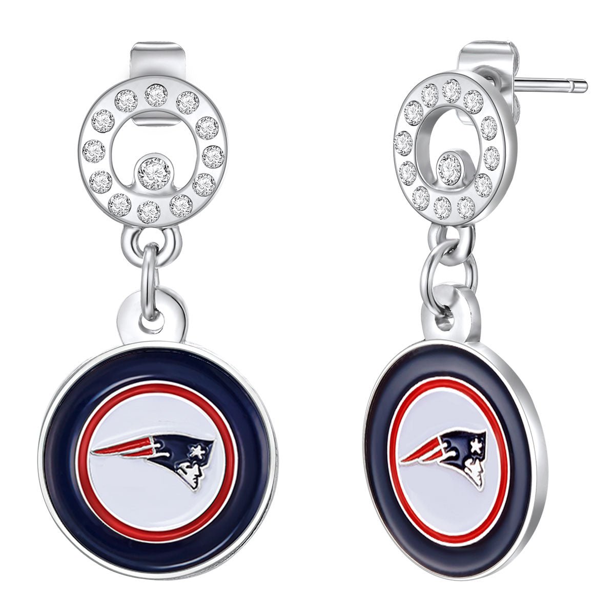 NFL Circle Post Earrings - Gamedays Gear - New England Patriots