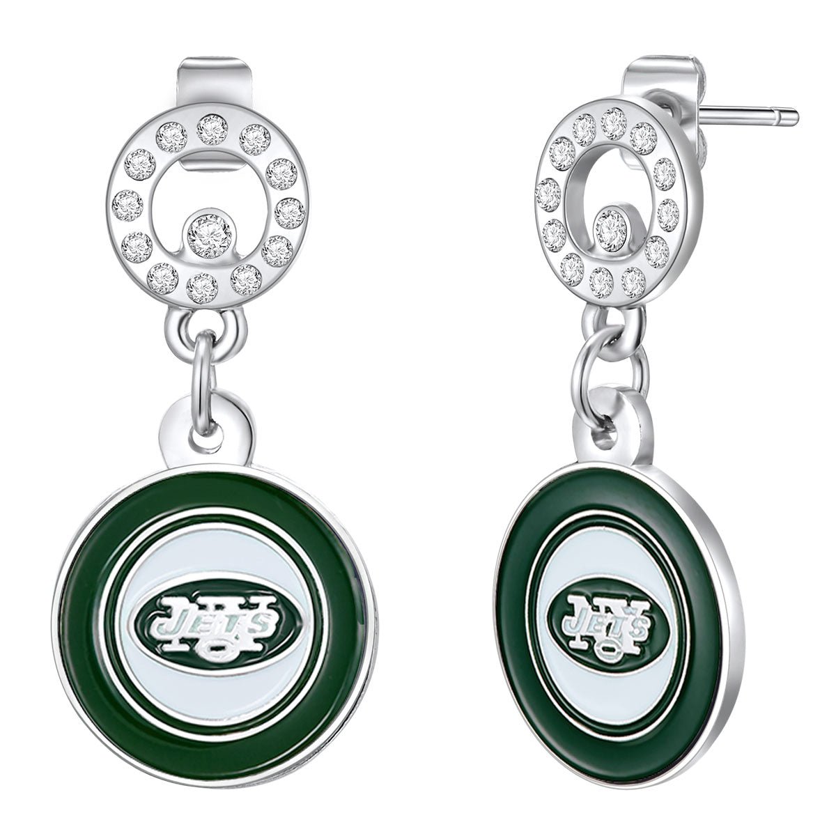 NFL Circle Post Earrings - Gamedays Gear - New York Jets