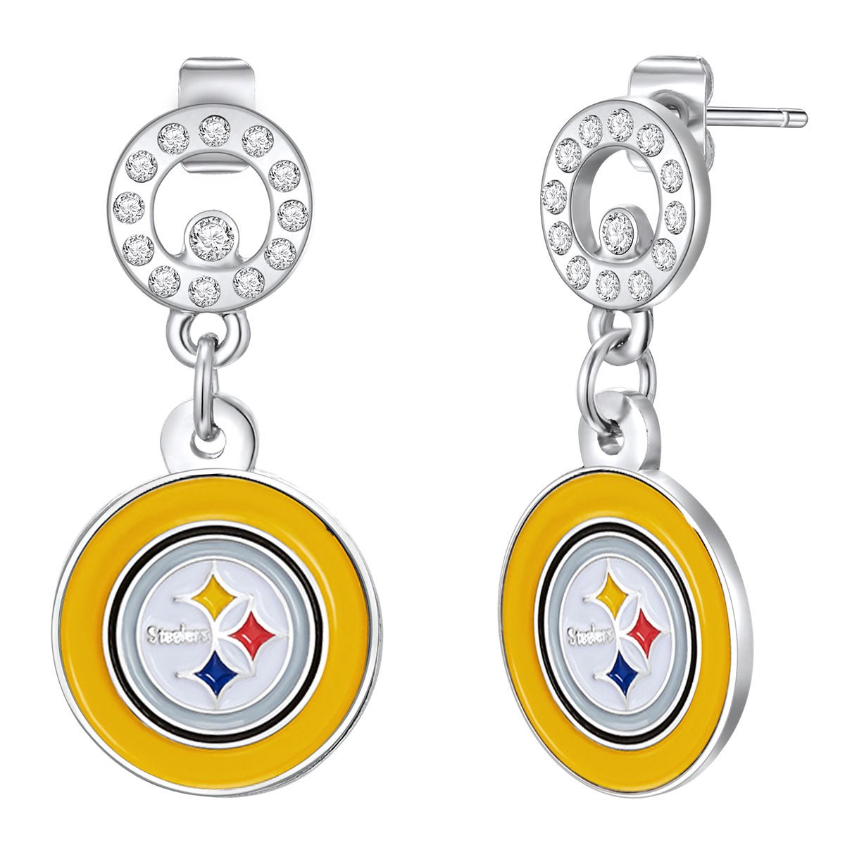 NFL Circle Post Earrings - Gamedays Gear - Pittsburgh Steelers