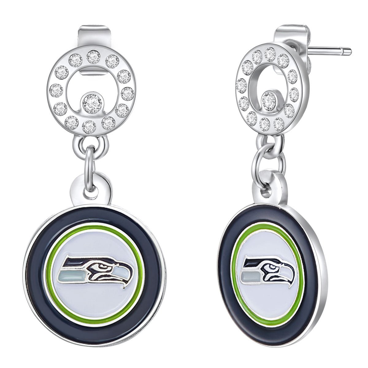 NFL Circle Post Earrings - Gamedays Gear - Seattle Seahawks