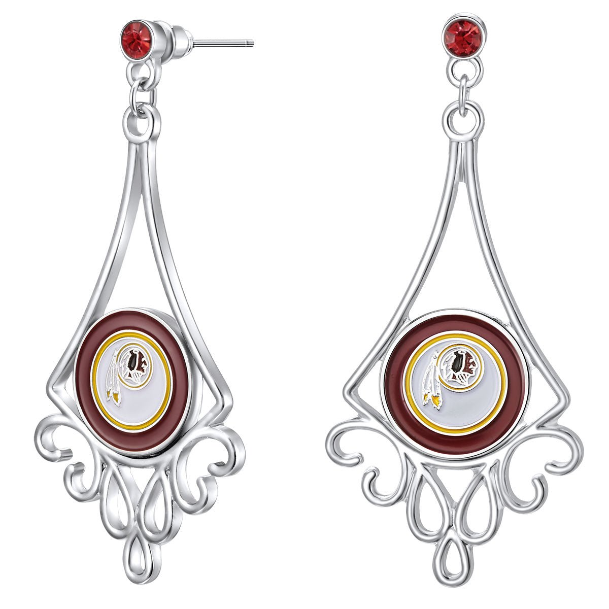 NFL Diamond Floral Post Earrings - Gamedays Gear - Washington Redskins