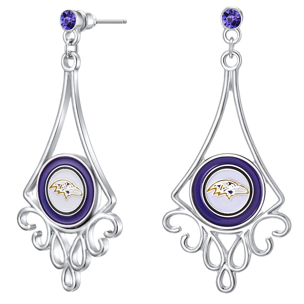 NFL Diamond Floral Post Earrings - Gamedays Gear - Baltimore Ravens