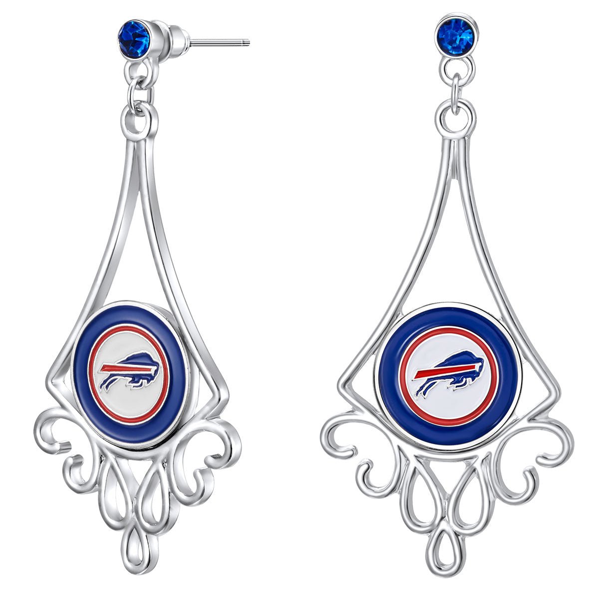 NFL Diamond Floral Post Earrings - Gamedays Gear - Buffalo Bills