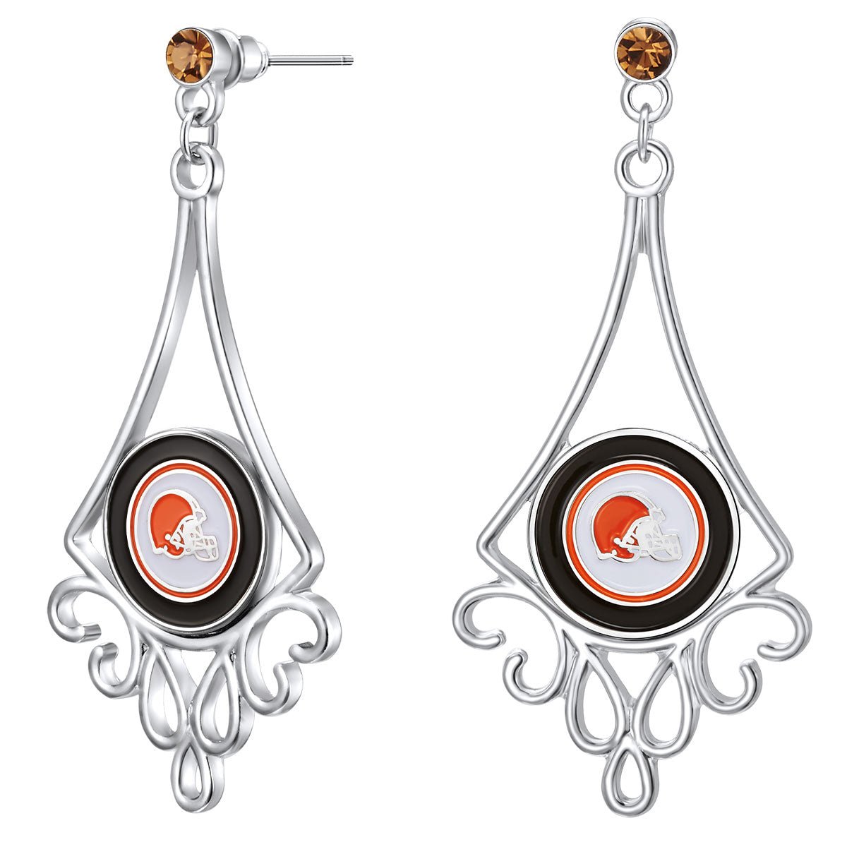 NFL Diamond Floral Post Earrings - Gamedays Gear - Cleveland Browns