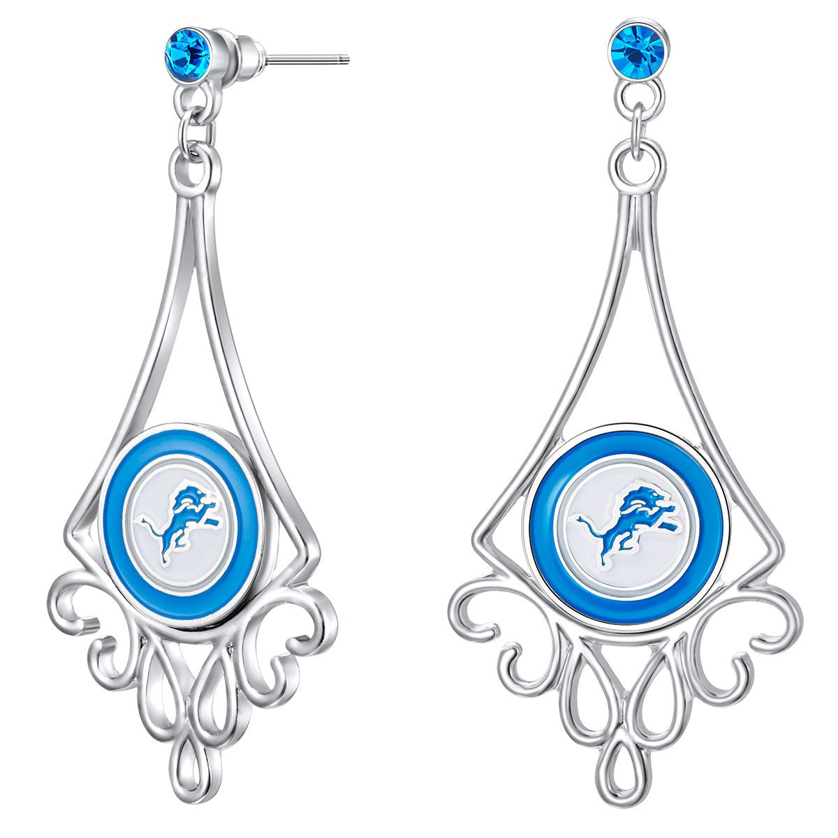 NFL Diamond Floral Post Earrings - Gamedays Gear - Detroit Lions