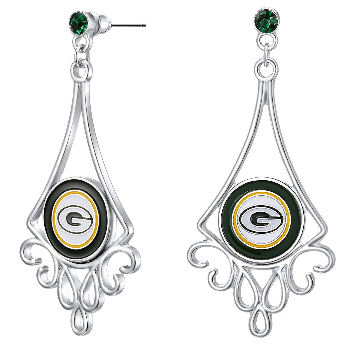 NFL Diamond Floral Post Earrings - Gamedays Gear - Green Bay Packers