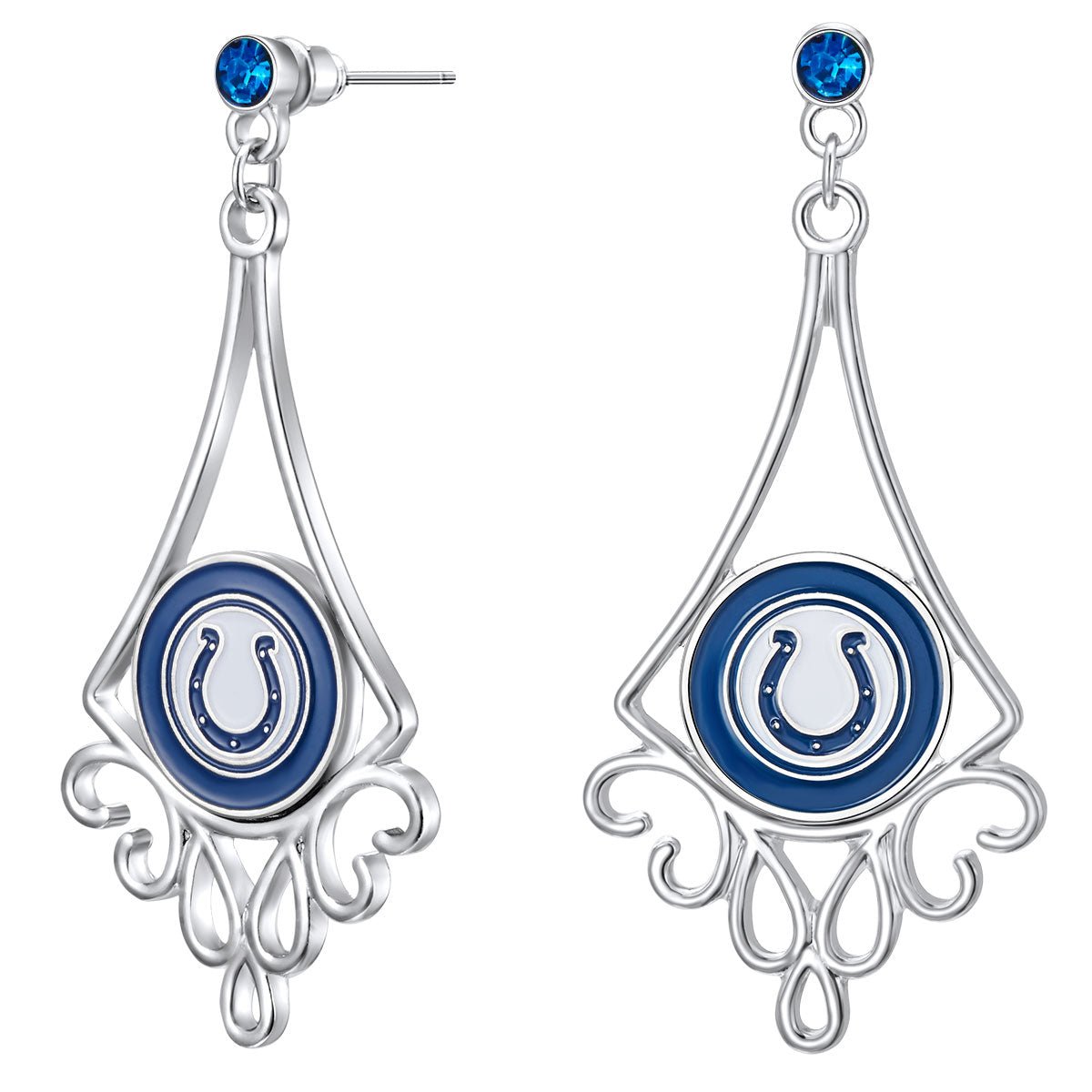 NFL Diamond Floral Post Earrings - Gamedays Gear - Indiana Colts