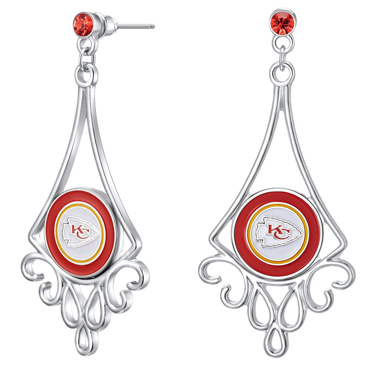 NFL Diamond Floral Post Earrings - Gamedays Gear - Kansas City Chiefs