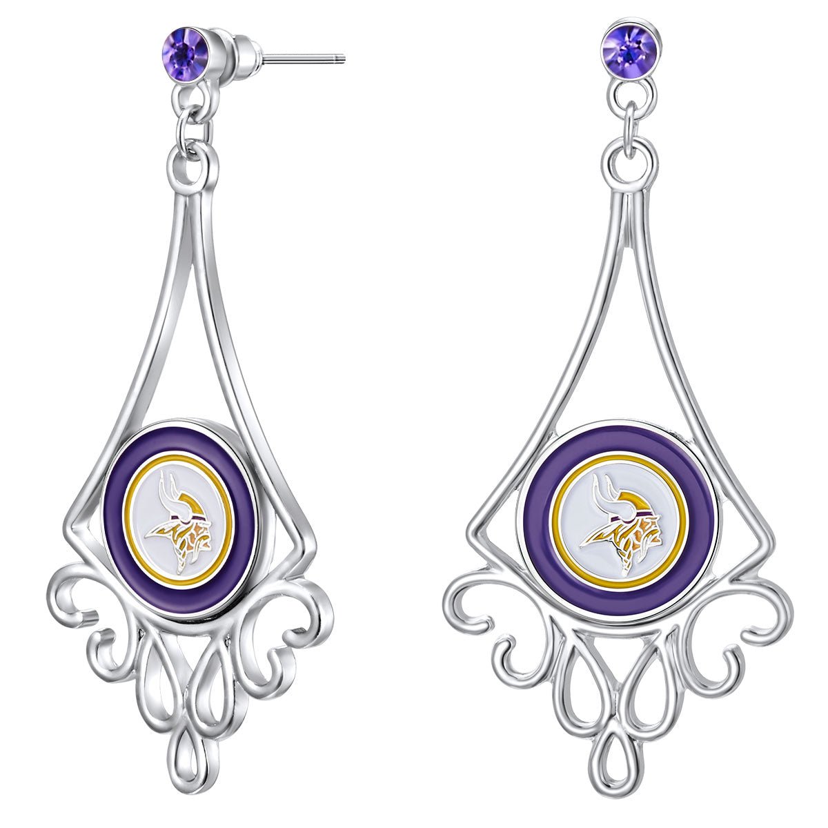 NFL Diamond Floral Post Earrings - Gamedays Gear - Minnesota Vikings