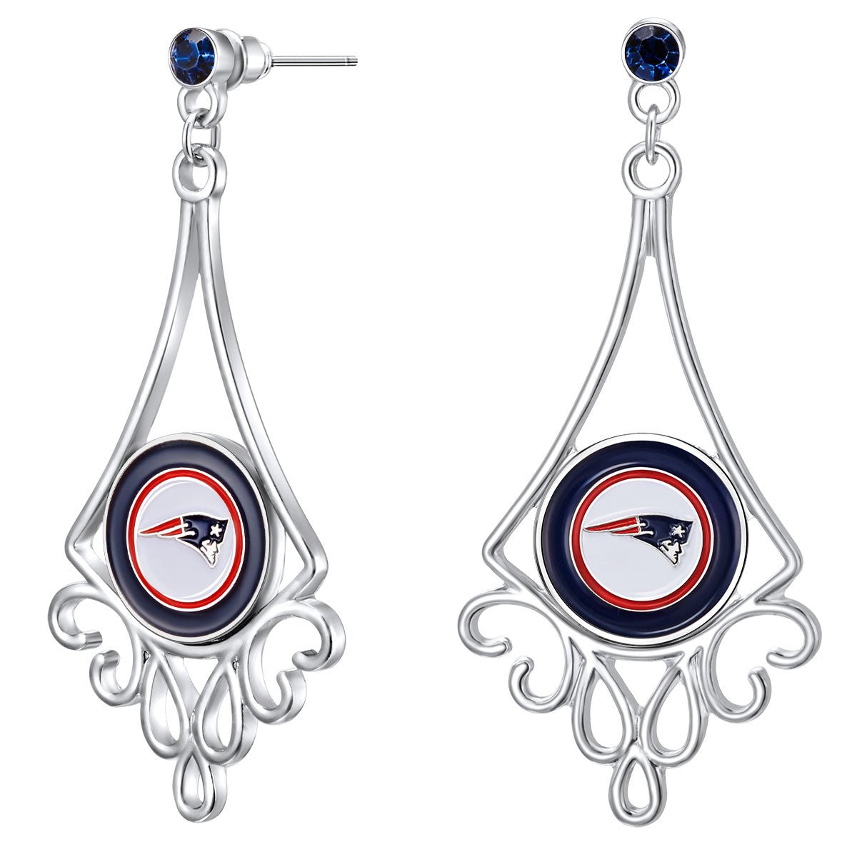 NFL Diamond Floral Post Earrings - Gamedays Gear - New England Patriots